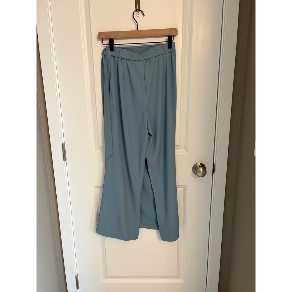 Halara Wide Leg Wrap Pants Dusty Blue High Waisted Side Tie Small - Picture 6 of 8